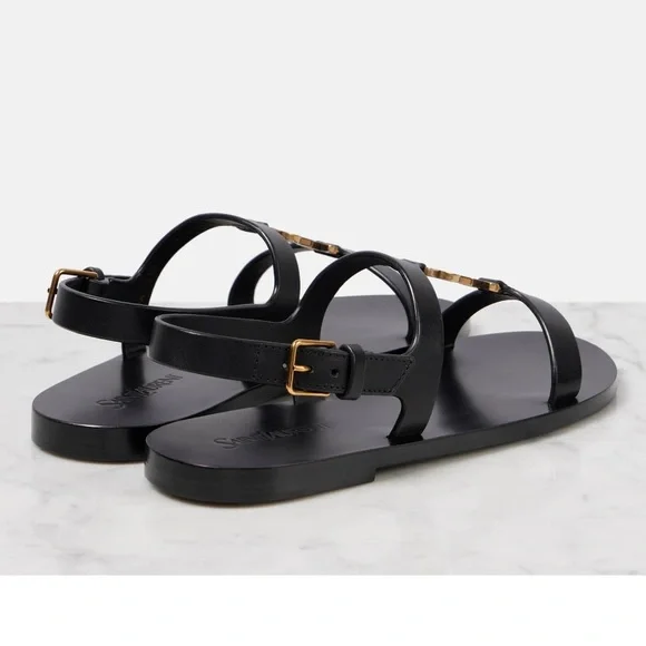 SAINT LAURENT Cassandra YSL logo leather thong sandals - Picture 5 of 5